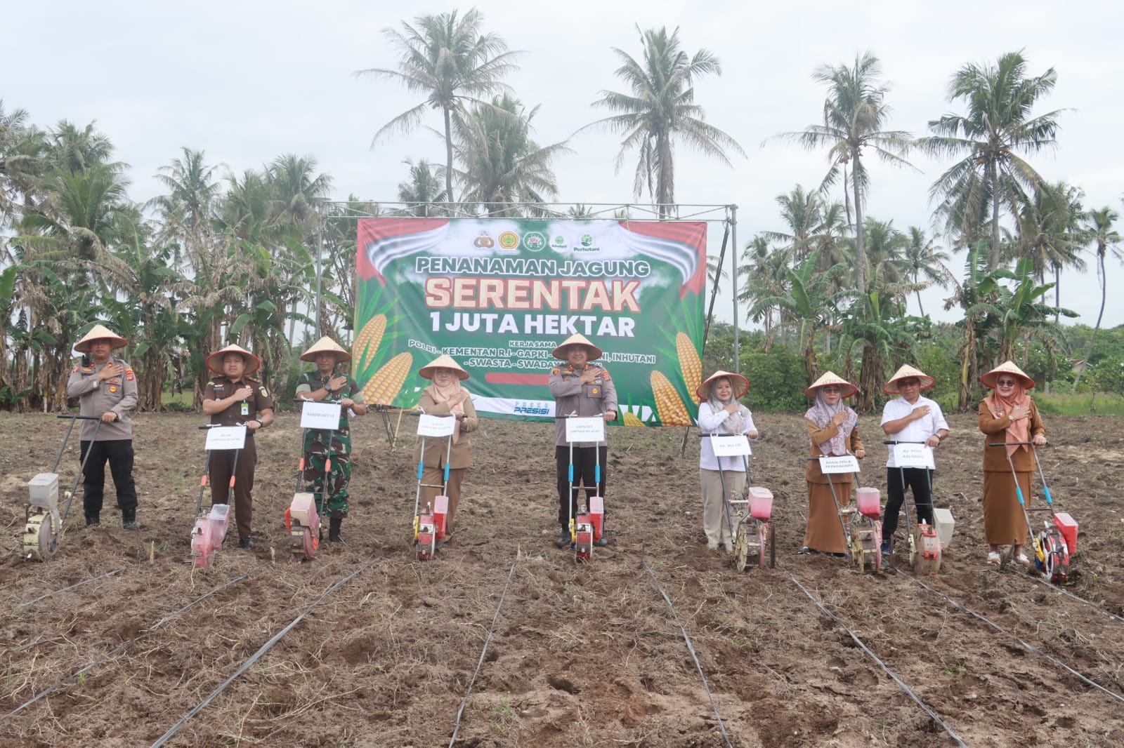 Penanaman Jagung 1 Juta Hektar Polres Lampung Selatan untuk Dukung Swasembada DI Way Urang Kalianda