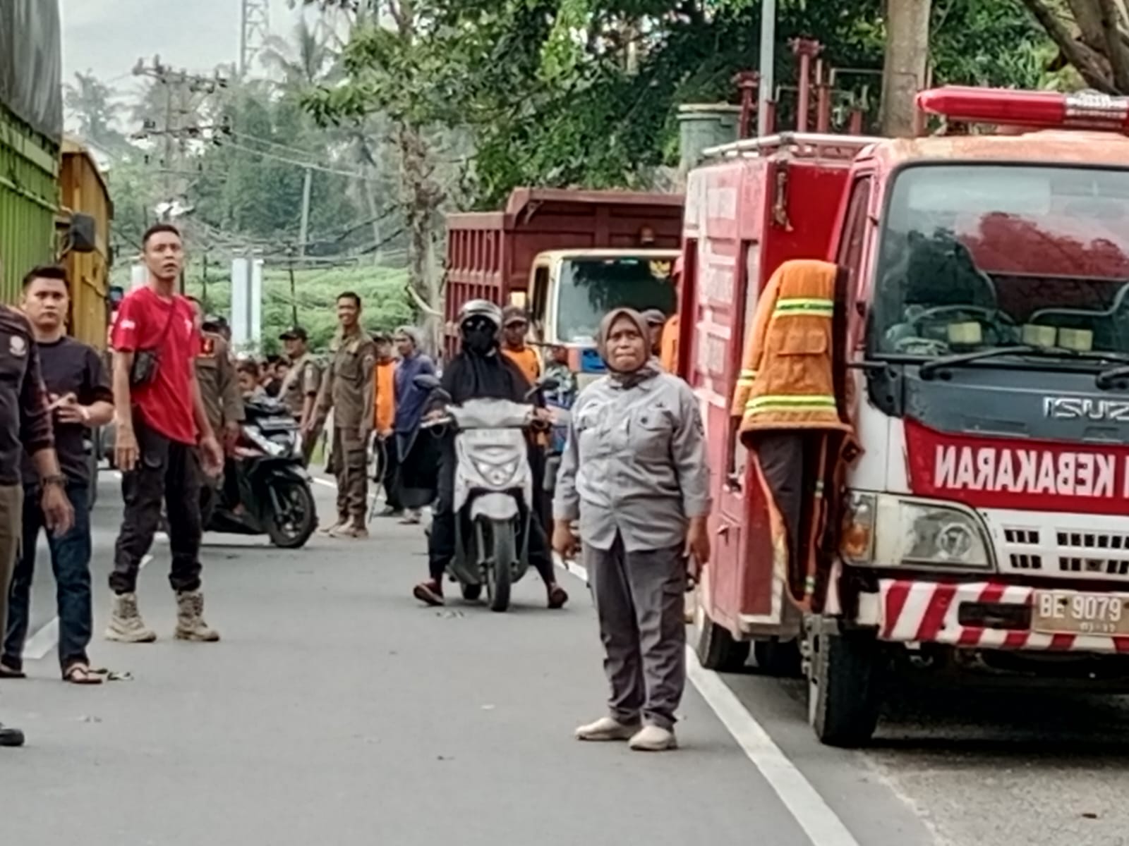 Jelang Mudik, Camat Natar Beserta Jajaran Lakukan Pemangkasan Dahan / Ranting di Jalan Lintas Sumatra 