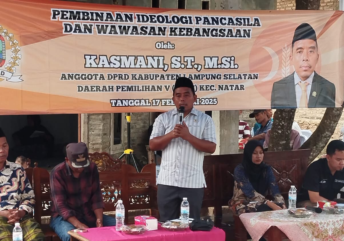 Anggota DPRD Lampung Selatan Kasmani Sosialisasi Ideologi Pancasila dan Wawasan Kebangsaan di Kali Sari