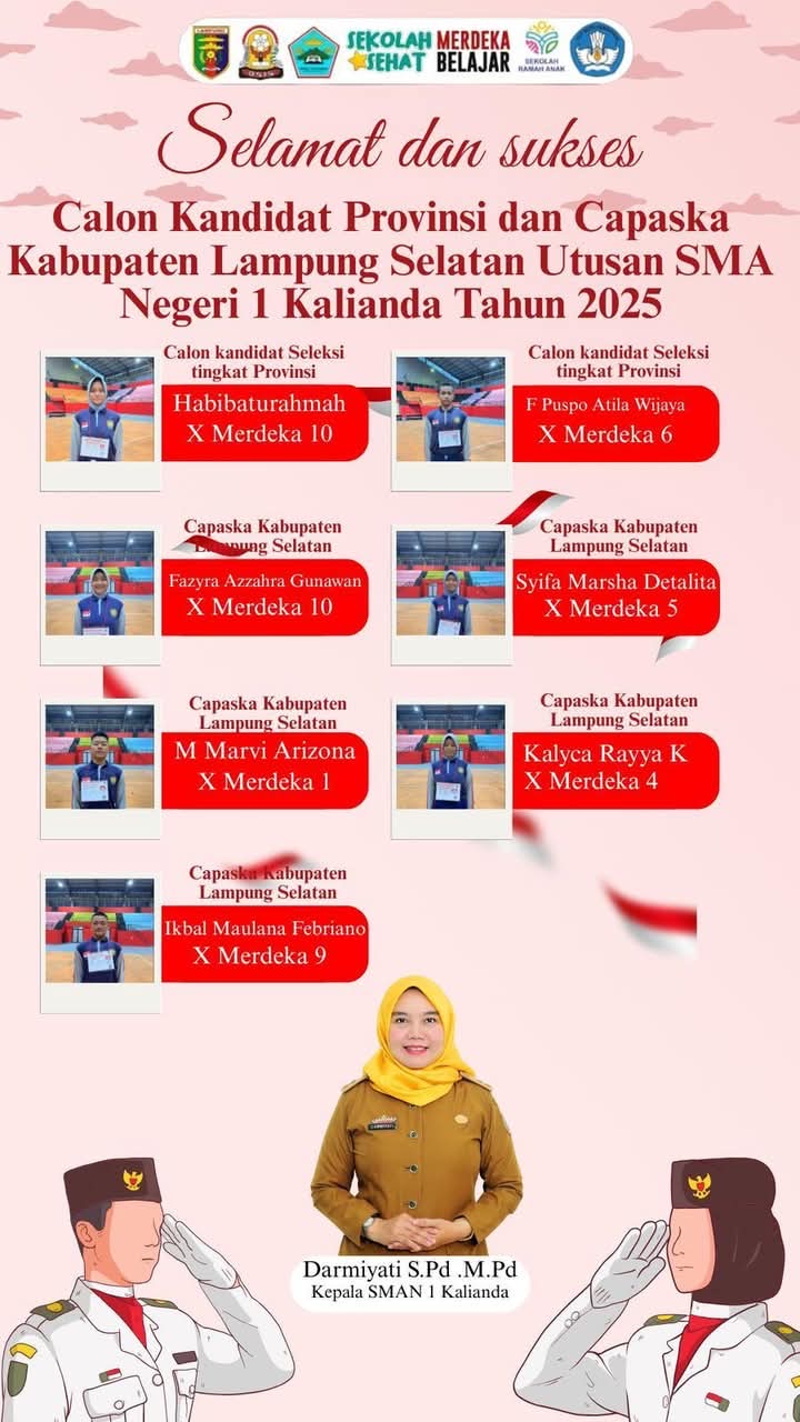 Selamat, Tujuh Siswa SMAN 1 Kalianda Lolos Seleksi Paskibra 2025 Tingkat Provinsi dan Kabupaten