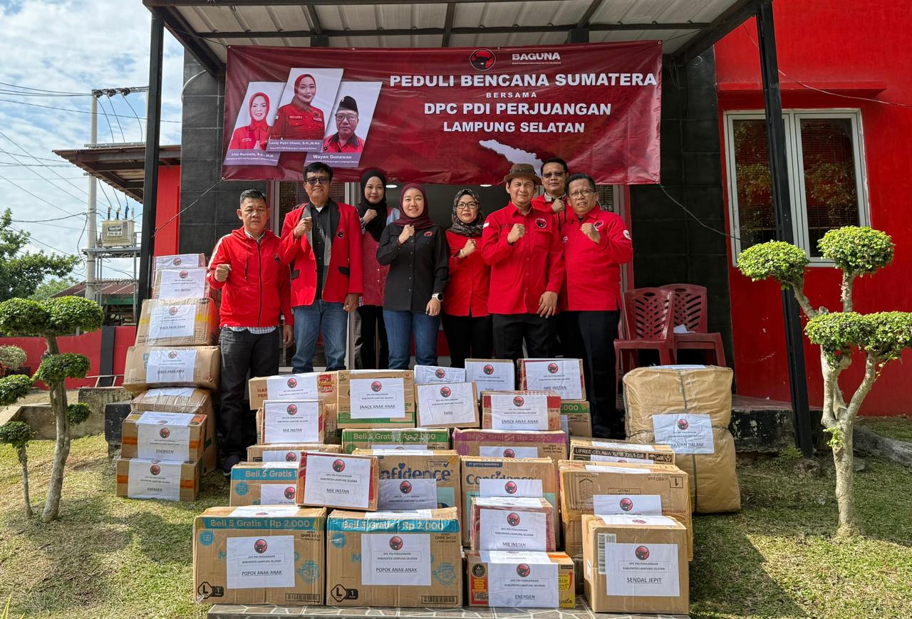 DPC PDI Perjuangan Lampung Selatan Peduli, Salurkan Paket Bantuan Untuk Korban Bencana di Sumbar