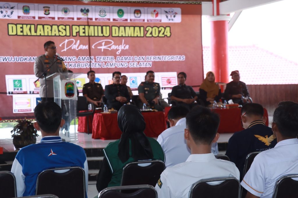 5 Janji Partai Politik, Tim Kampanye, Pendukung Saat Gelar Deklarasi Pemilu Damai 2024 Bersama Polres Lamsel