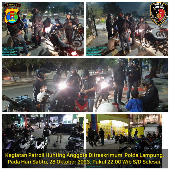 Patroli Malam Tim Polda Lampung Berhasil Amankan 4 Remaja dan 3 Sepeda Motor