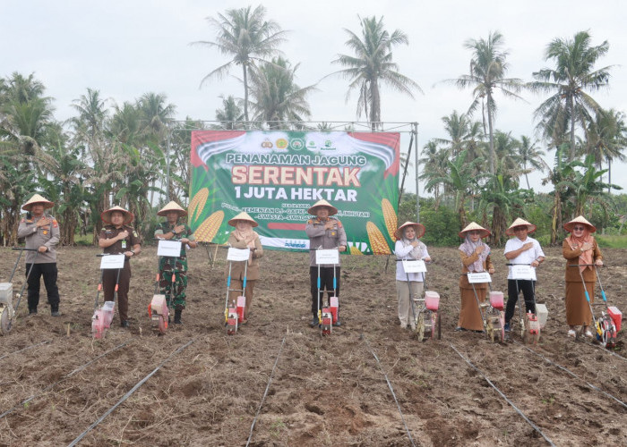 Penanaman Jagung 1 Juta Hektar Polres Lampung Selatan untuk Dukung Swasembada DI Way Urang Kalianda