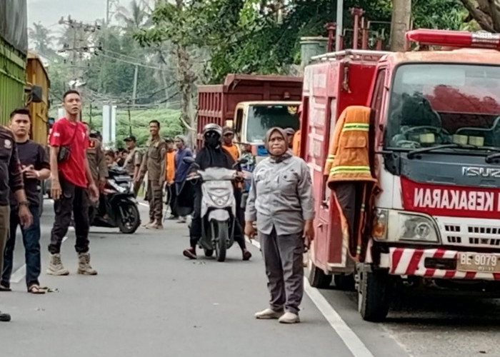 Jelang Mudik, Camat Natar Beserta Jajaran Lakukan Pemangkasan Dahan / Ranting di Jalan Lintas Sumatra 