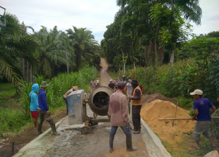Warga Rulung Mulya Cor Beton Akses Jalan Rusak Dari Hasil Swadaya, Berharap Pemkab Lamsel Perbaiki Jalan Utama