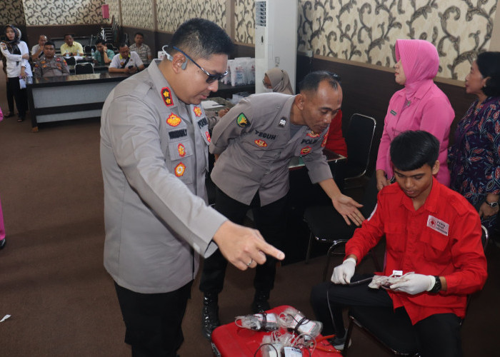 Sambut Hari Bhayangkara ke-78, Polres Lampung Selatan Gelar Donor Darah