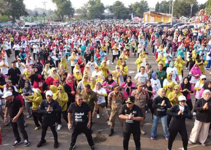 Masyarakat Lampura Ramaikan Senam Lampung Berjaya 