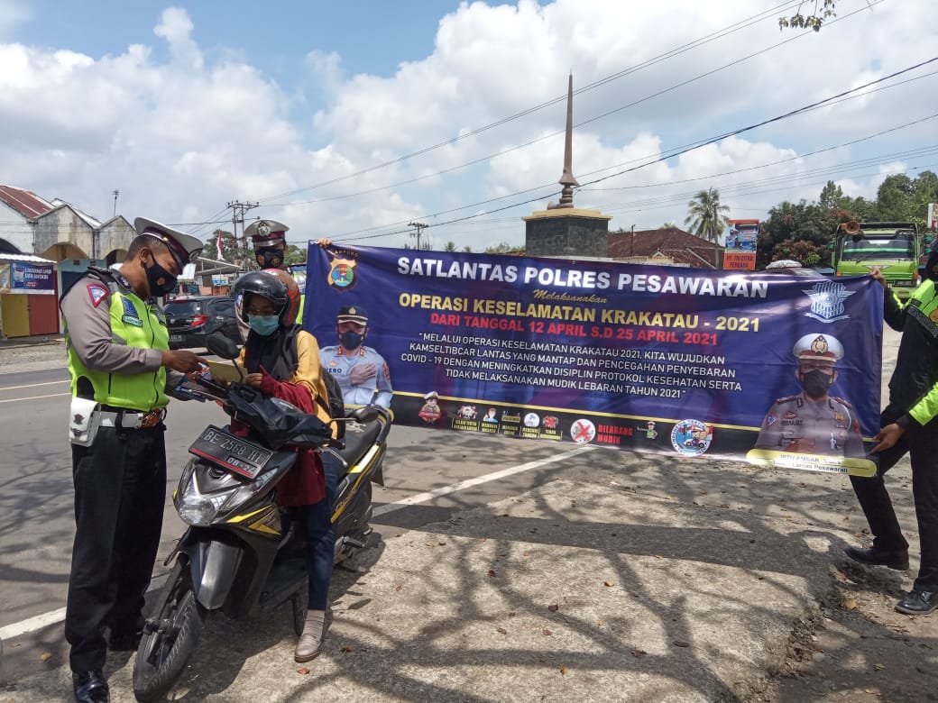 Satlantas Polres Pesawaran Sosialisasi Larangan Mudik